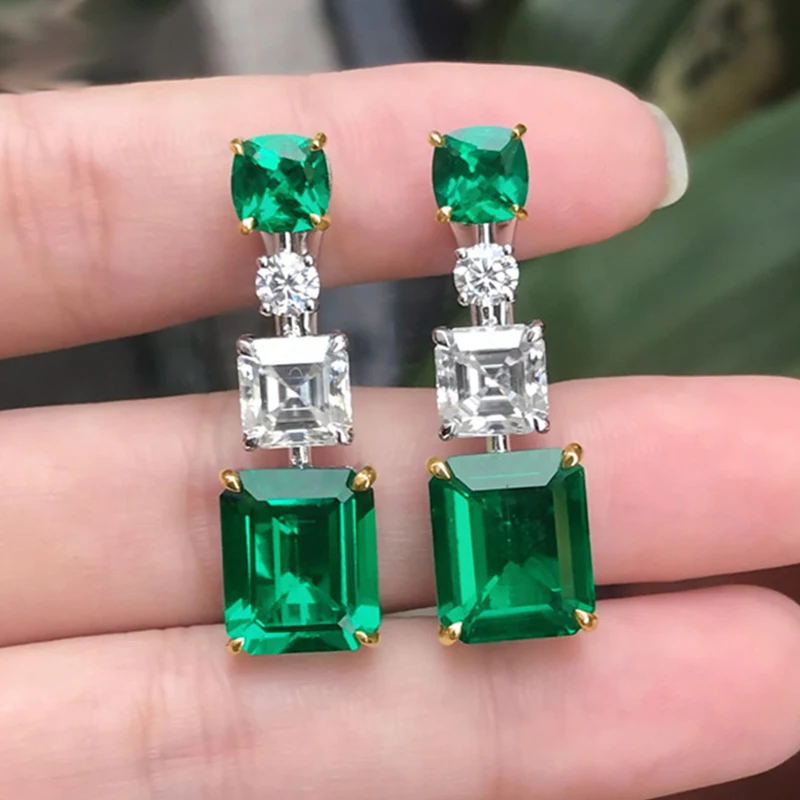 

UILZ Luxury AAA Zircon Female Wedding Drop Earrings Elegant Green Crystal Bridal Engagement Jewelry Accessories for Women