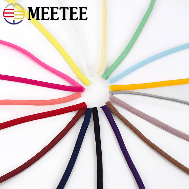 Meetee 5M 3mm/5mm Polyamide Rope Oil Core Elastic Band for Ear Hang Strap Lace Ribbon DIY Ring Shoes Decoration Accessories