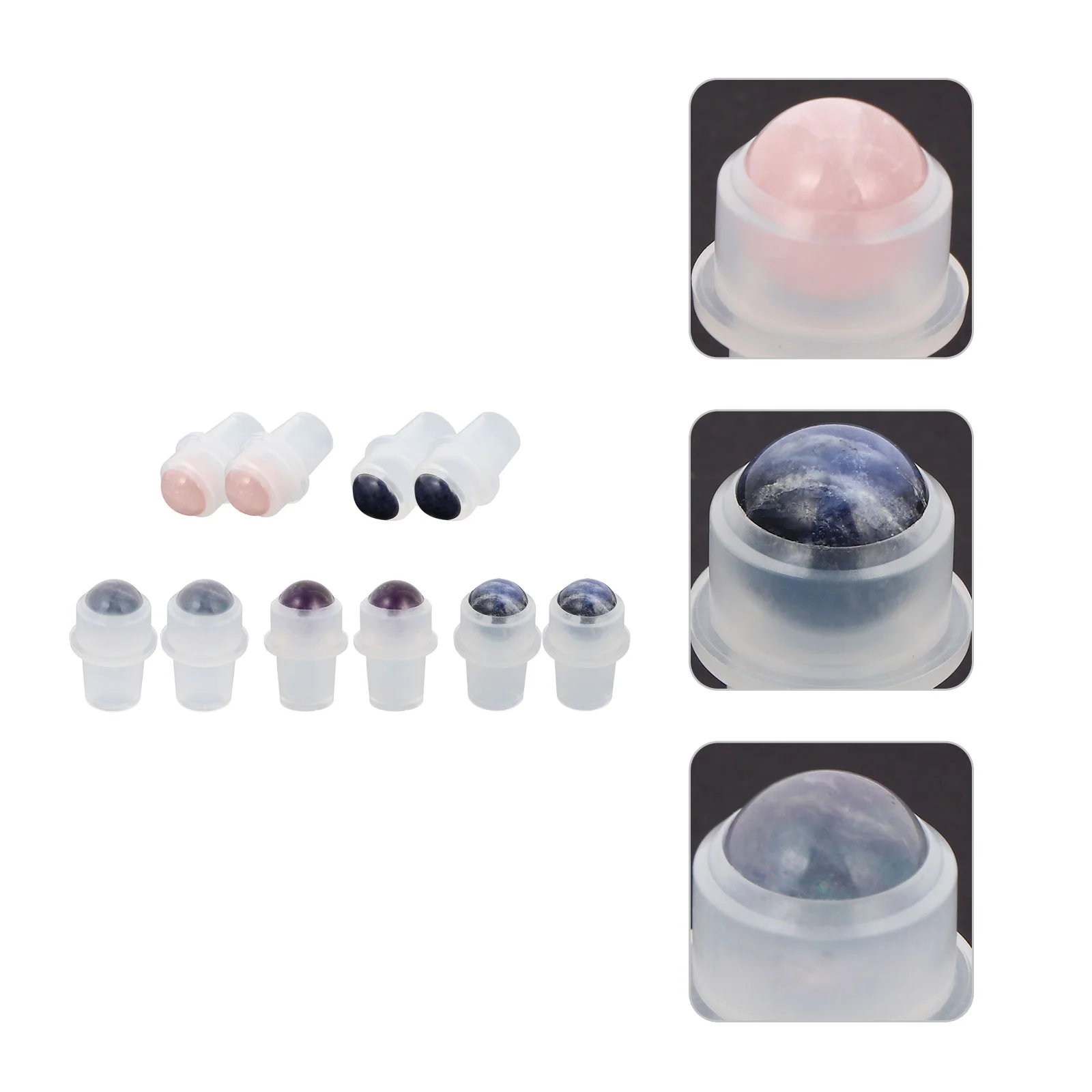 

10 Pcs Acne Solution Semi Precious Stones Travel Perfume Rollonperfumebottle Polished Roller Balls