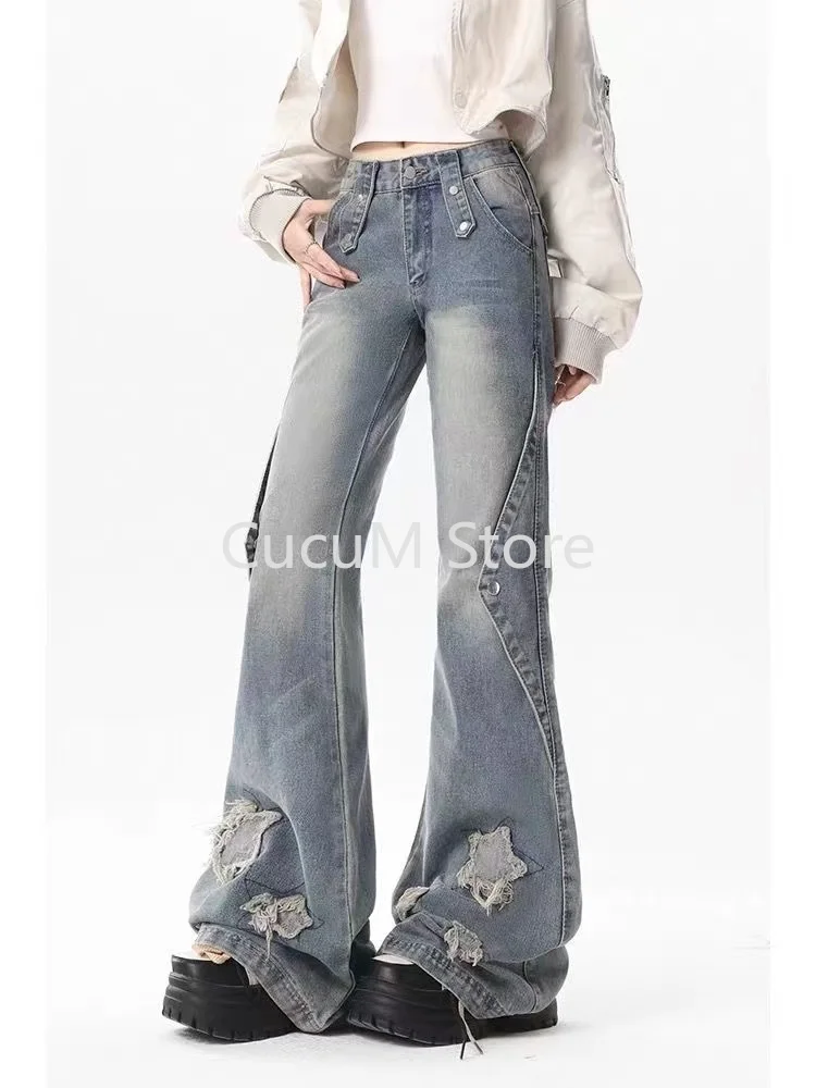 2024 модные синие джинсовые брюки для женщин новый дизайн узкие штаны с высокой