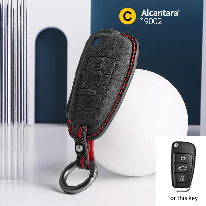 

Car Remote Key Case Cover Shell For Audi A4 B9 A5 A6 8S 8W Q5 Q7 S4 S5 S7 TT TTS TFSI RS Alcantara Keycase Protect Fob Keyless