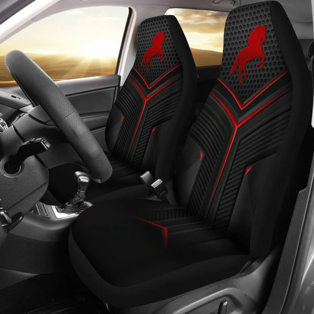 

Red Horse Metallic Style Printed Amazing Gift Ideas Car Seat Covers 211501,Pack of 2 Universal Front Seat Protective Cover