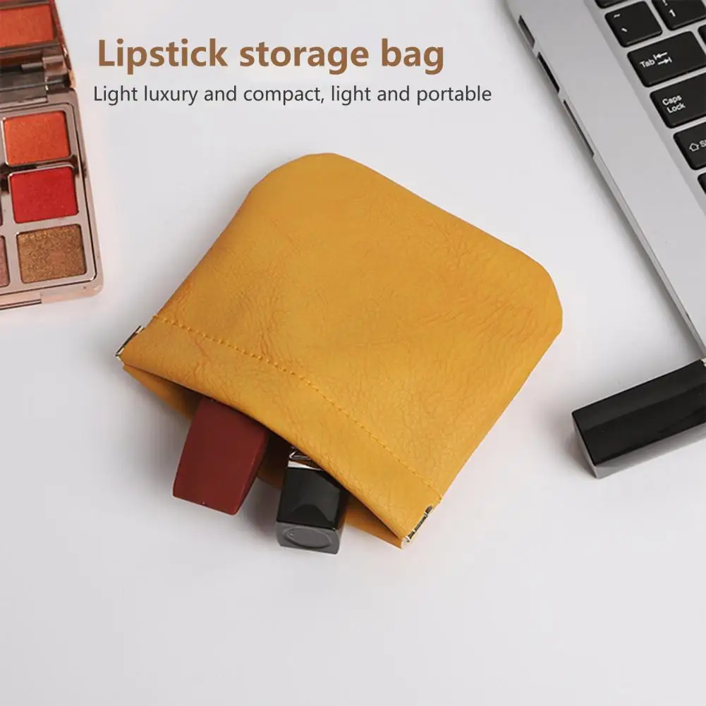 

Earphone Storage Bag Lightweight Solid Color Firm Stitching Lipstick Storage Bag Reusable Lipstick Storage Bag Storage Tool