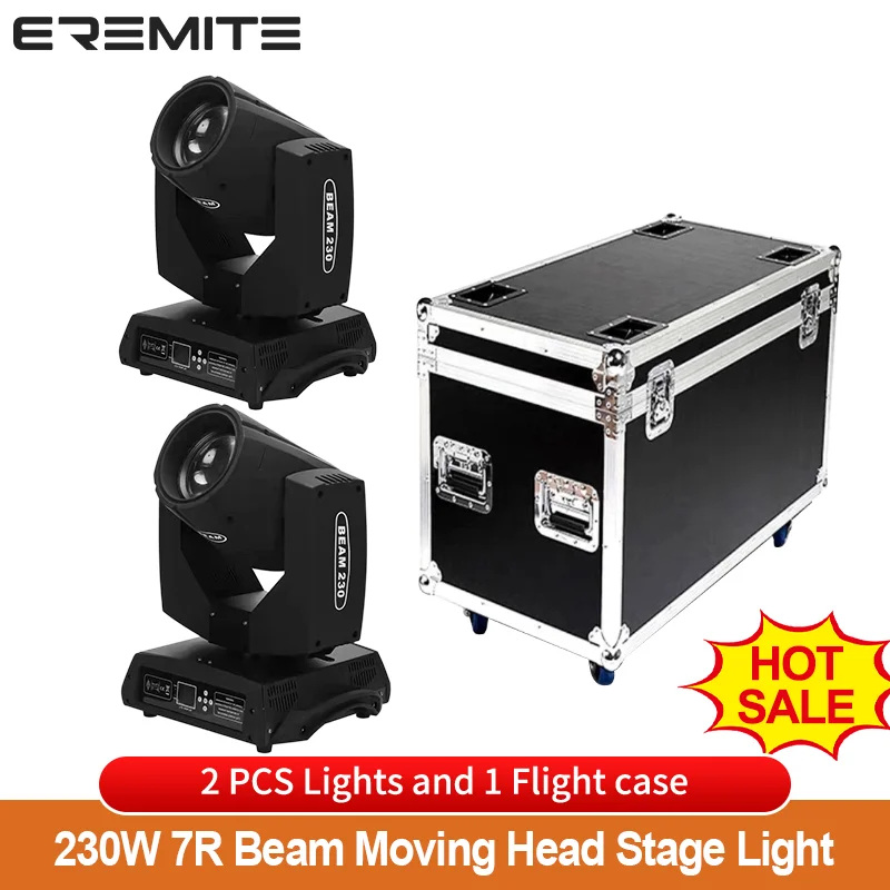 

2Pcs Lights 1Flycase Beam 7r 230W Moving Head Stage Light Dmx Control Party Wedding Dj Bar Effects Machine Led Spot Wash Zoom