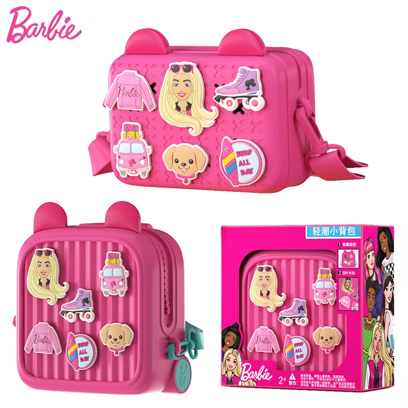 Original Barbie Fashion Cute Cartoon Shoulder Bag Backpack Messenger Waterproof Trend DIY Portable Handbag for Girls Outdoor Set