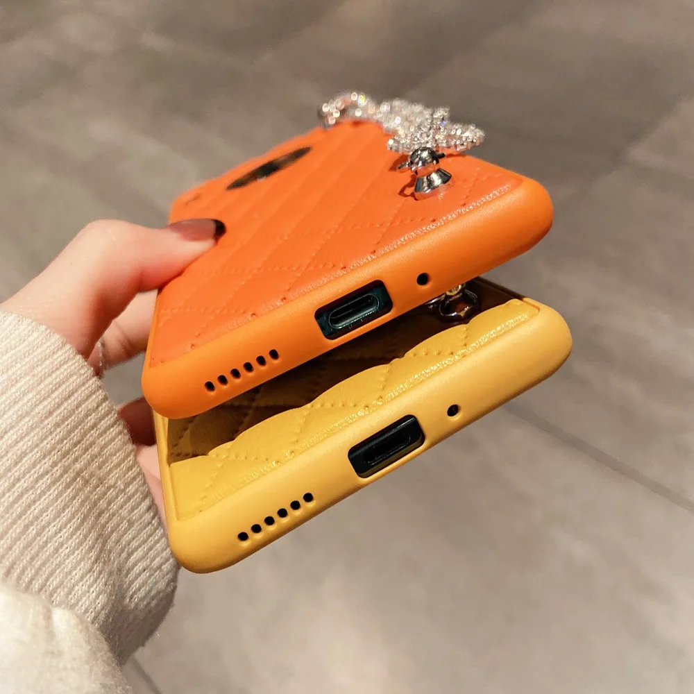 Чехол для Honor 60 Pro Женский чехол из искусственной кожи с браслетом и стразами Huawei 50