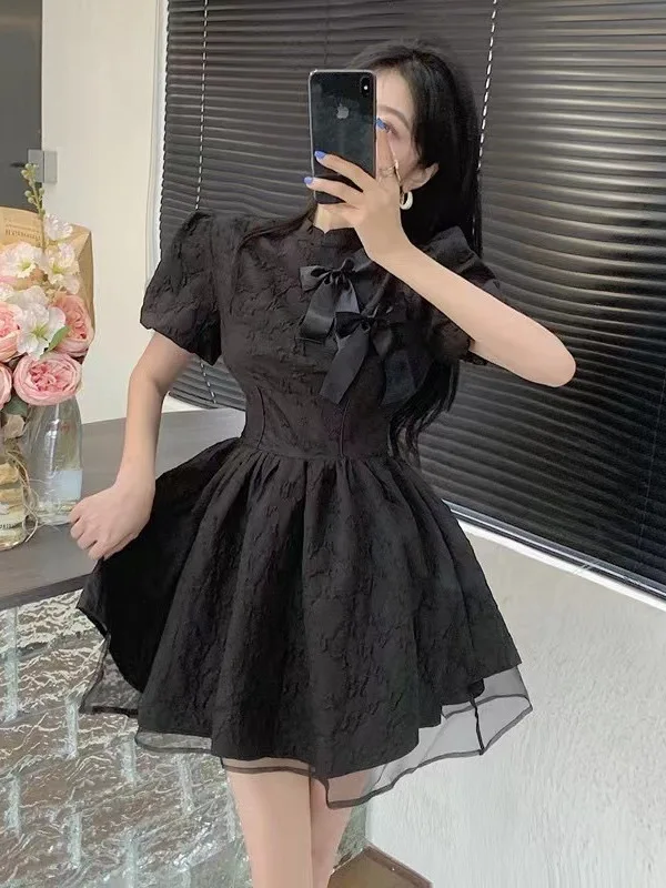 Платье с принтом Новинка лета 2024 милое платье коротким рукавом для девушек