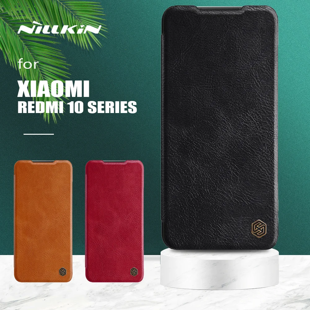 

Чехол Nillkin Qin для Xiaomi Redmi 10 Prime, роскошный кожаный чехол-книжка, Ультратонкий чехол-накладка с отделением для карт для Xiaomi Redmi 10 10 Prime