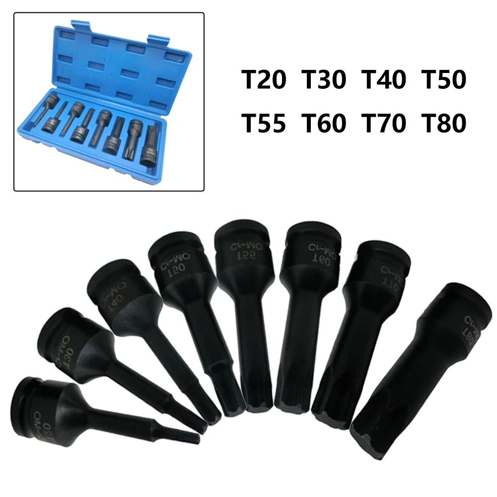 1/2 Torx Bit Socket Air Impact Wrench Adaptor Bits T20 T30 T40 T45 T50 T55 T60 T70 T80  Home Screw Driver Tools