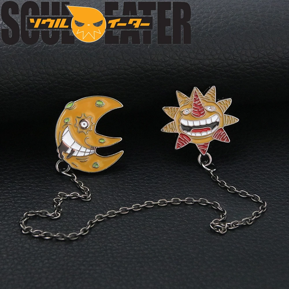 

Anime Cartoon Soul Eater Brooch Pin Metal Enamel The Sun and Moon Pendant Badges Brooch for Women Men Cosplay Jewelry Prop Gift