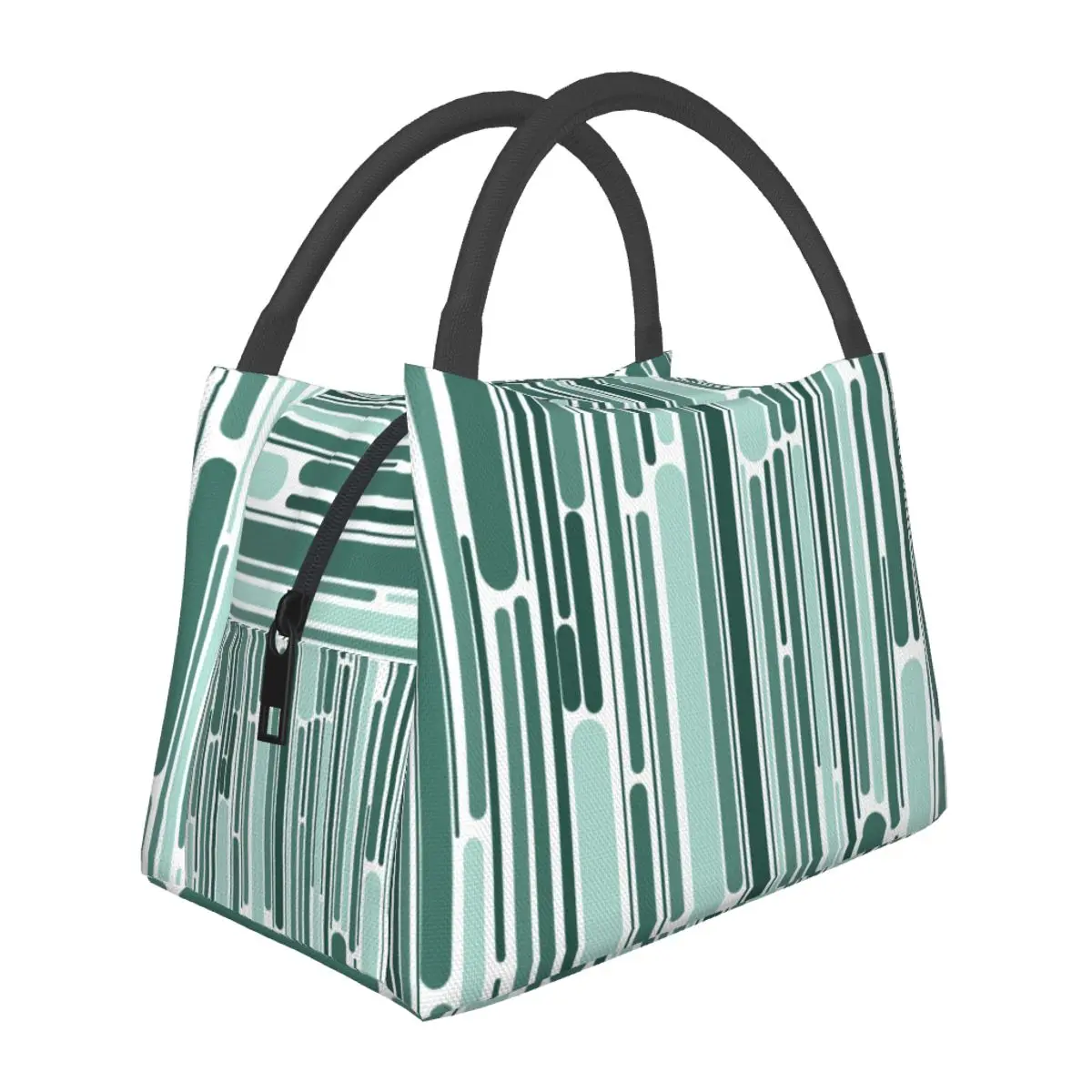 

Сумка для обеда в стиле ретро 70-х с зеленой линией, Ланч-бокс с абстрактным геометрическим рисунком, повседневная школьная сумка-холодильни...