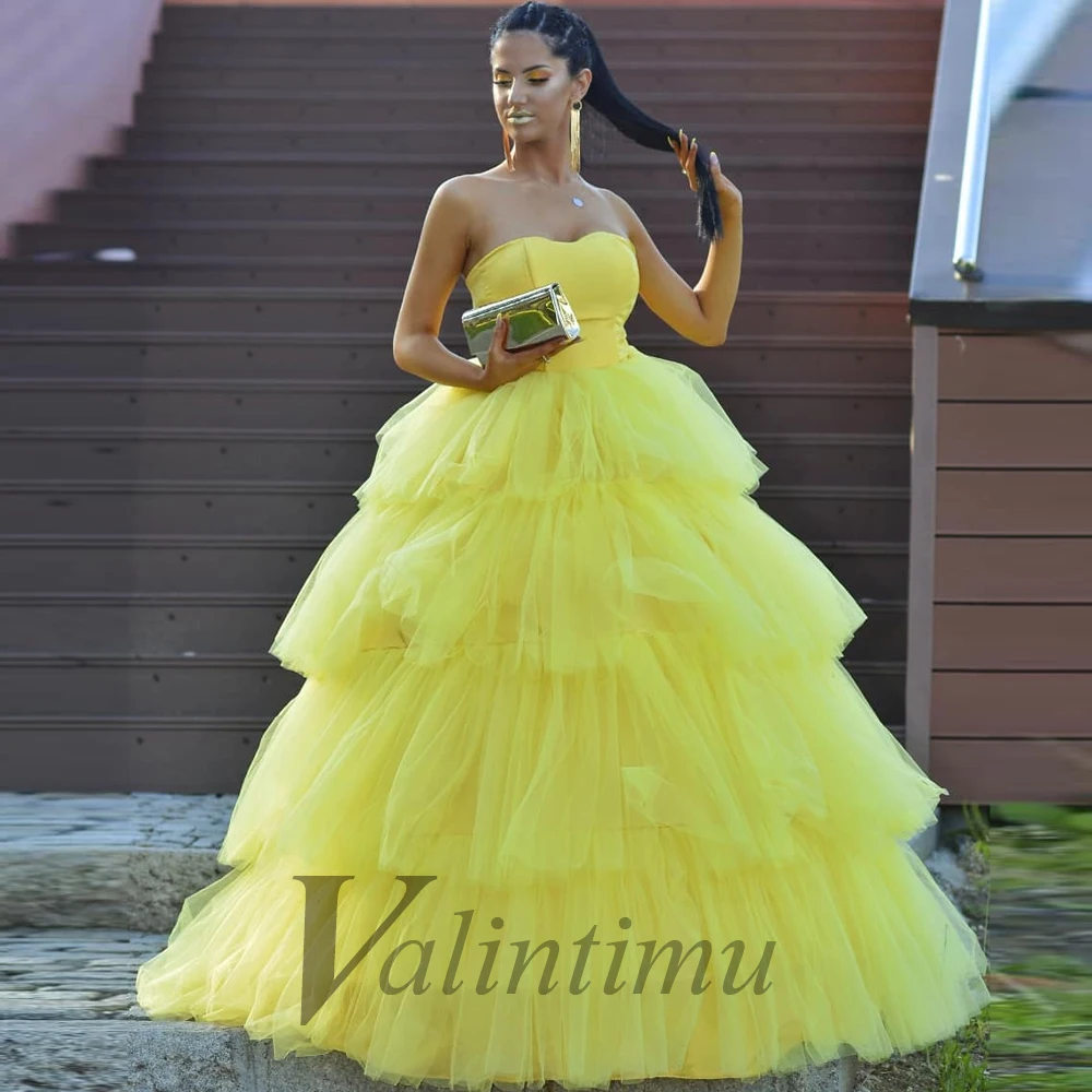 

Valintimu Fashionable Tulle Strapless Evening Gowns For Women Party Dresses Graduation Dresses Made To Order Vestido De Fiesta