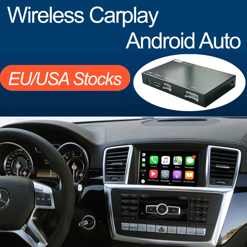 Wireless Apple CarPlay Android Auto for Mercedes Benz ML GL W166 X166 2012-2015, with Mirror Link AirPlay Car Play Functions