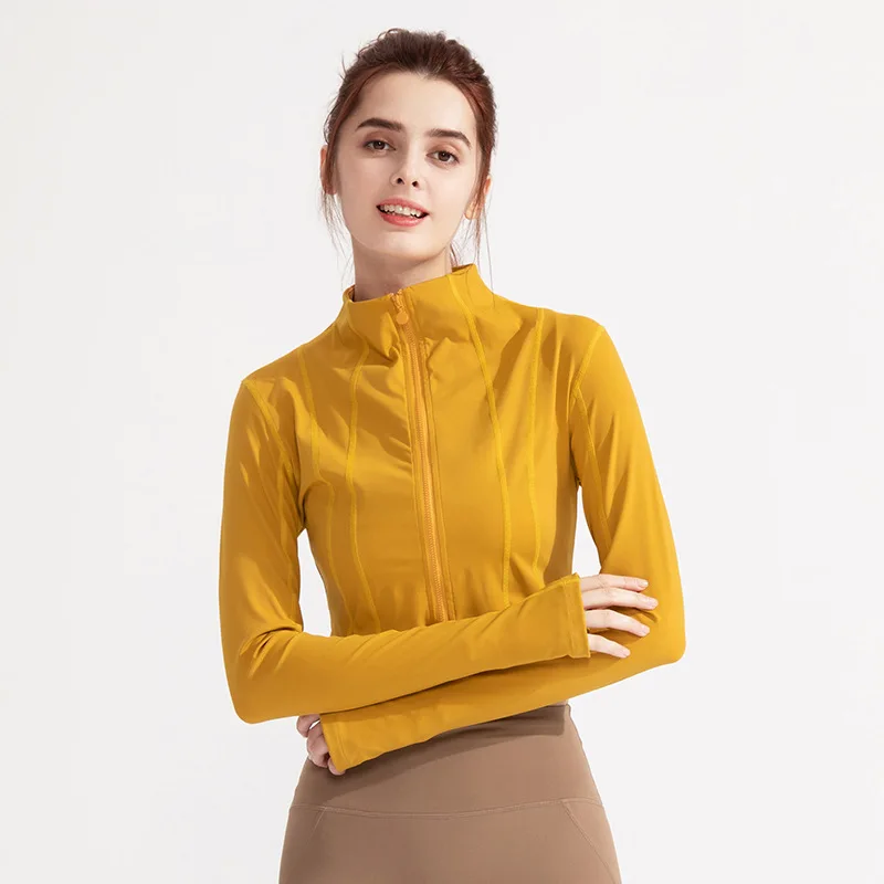 

Женский эластичный костюм для йоги, короткий топ для занятий спортом, фитнесом, бега, куртки для выходных и активного отдыха, короткое пальт...