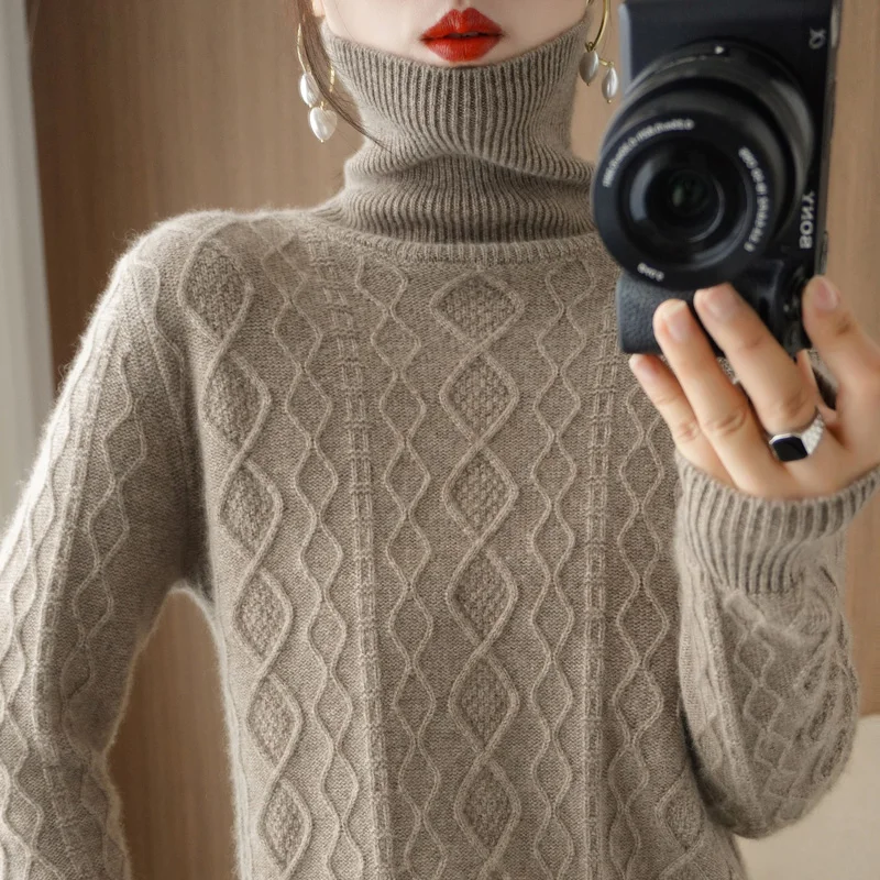 Autumn And Winter 2023 New 7-pin Thickened Warm High Collar Light Luxury Comfortable Low Profile Connotative Slim Sweater Girl