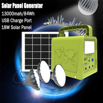 18W Solar Panel Power Storage Generator Home System Kit 5V USB Charger Portable Solar Generator System Outdoor Garden Lighting