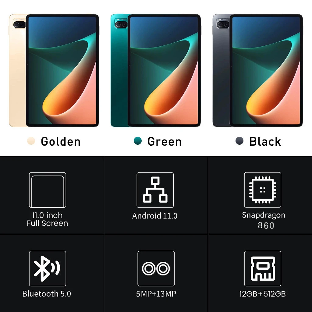 Ceny 2022New Android 11,0 Pad 5 Pro Wersja Globalna Tablet 10GB + 256GB Snapdragon 860 Tablet PC 5G Dual SIM Karte WIFI HD 4K Mi