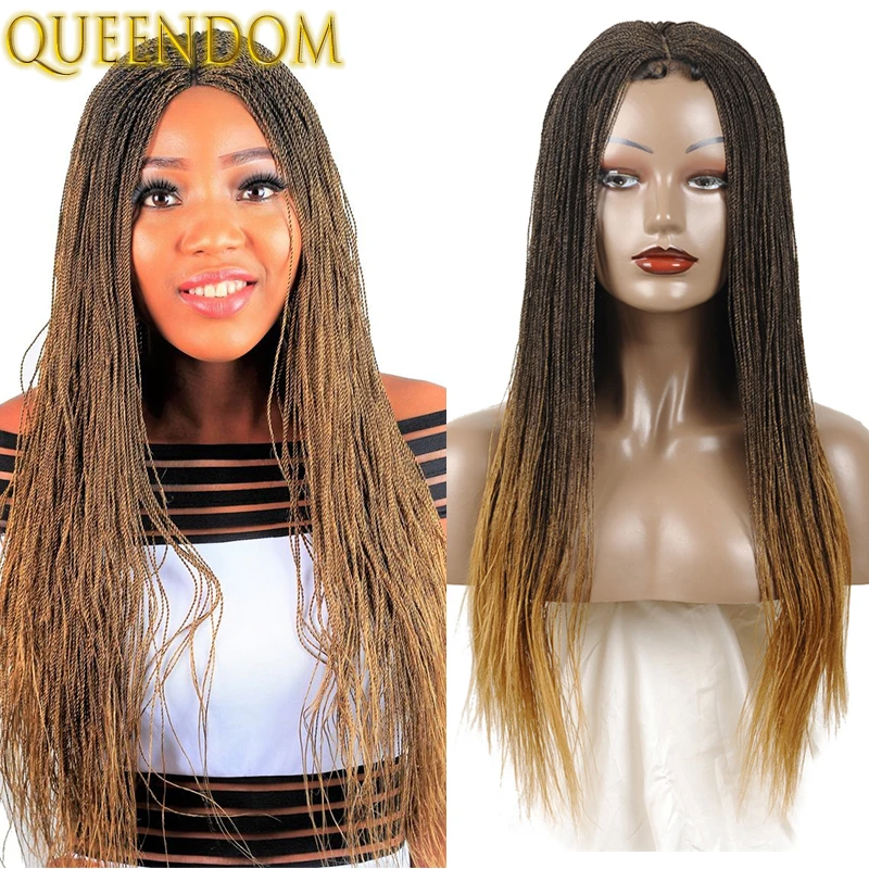 22'' Long Senegalese Twist Braid Lace Wig Ombre Blond Twist Braids Lace Front Wigs for Women Heat Resistant Synthetic Lace Wig