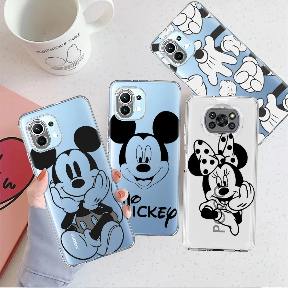 

Mickey Mouse Cartoon Clear Case For Xiaomi Mi Poco X3 NFC M3 Pro F3 F1 11 Lite 12 Note 10 11T 9T Transparent Phone Cover