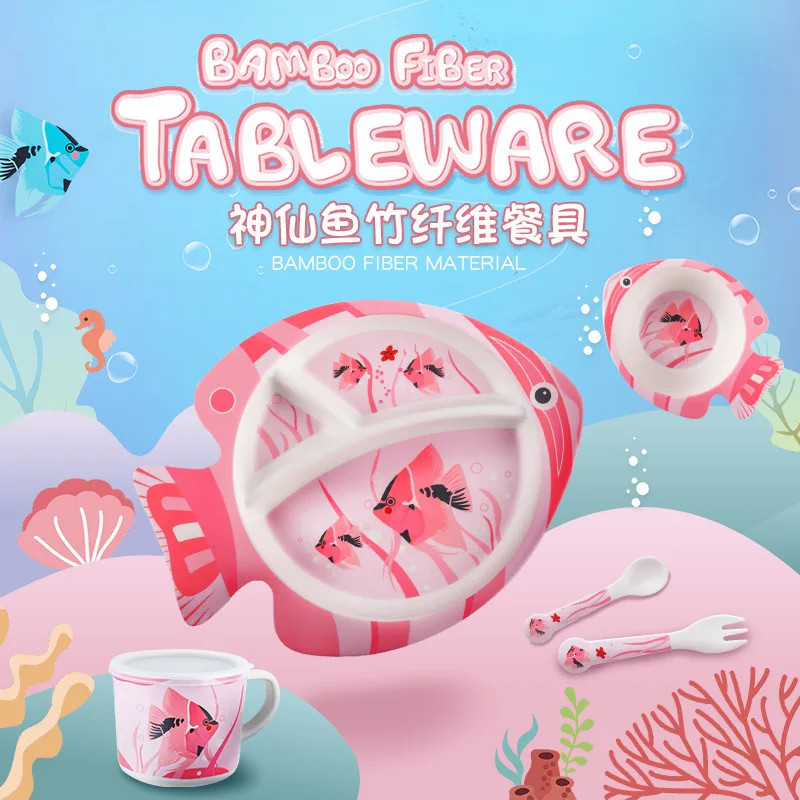 

5 шт., детские столовые приборы из бамбукового волокна