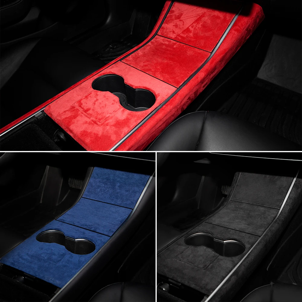

Car Sticker Trim Interior Centre Console Panel Decoration Cover Mouldings Fleece For Tesla Model 3 2017 2018 2019 2020