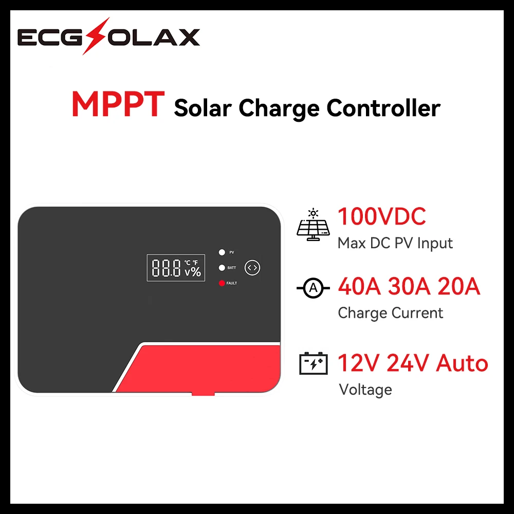 

Контроллер заряда солнечной батареи 20A 30A 40A MPPT 12 В 24 В с автоматическим сенсорным экраном и клеем для рассеивания тепла RS485 Bluetooth-совместимым с приложением