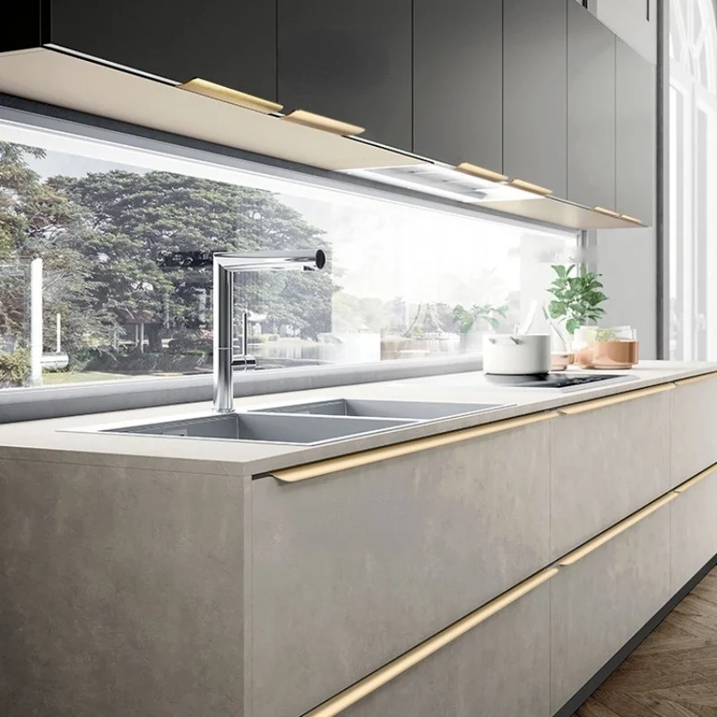 Удлиненная ручка для шкафа матовые черные золотые скрытые ручки кухонные шкафов