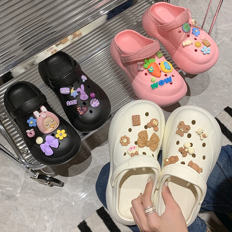 

DOGHC New Women Casual Slippers Comfortable Classic Beach Sandals Lightweight Beach Walking Shoes Slippers Removable Decoration