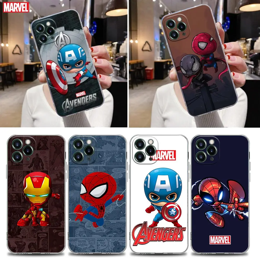 

Marvel Clear Phone Case For Apple iPhone 13 12 11 mini Pro Max XS X XR 7 8 6 6s Plus SE 3 2020 Soft Cover Captain America Venom