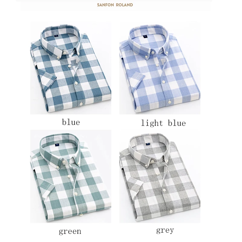 High Quality New Men's Cotton Plaid Shirt Men's Short-sleeved Shirt Summer Thin Section Handsome Trend Shirt Slim Shirt