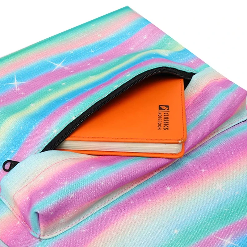 3pcs School Backpack for Teenager Girls Laptop Daypack Kids Bookbag with Lunch Bag Pencil Case Rainbow