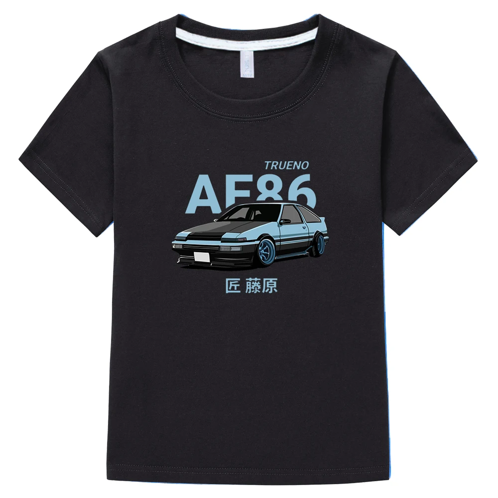 

Футболки Initial D с принтом из японского аниме AE86, графическая футболка с круглым вырезом для девочек и мальчиков, детские топы из 100% хлопка