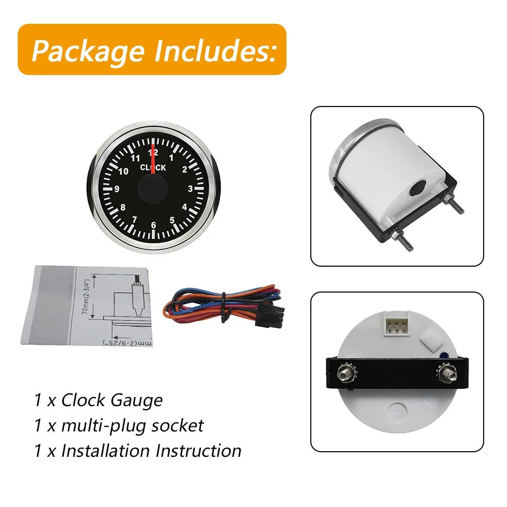 Водонепроницаемые часы 52 мм 12-часовой формат с красной подсветкой 12 В 24 для