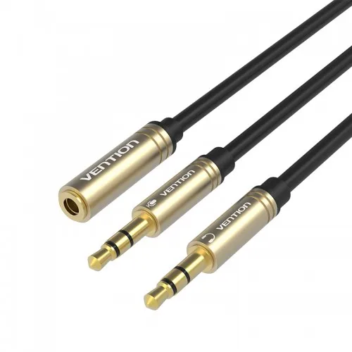 Переходник Vention BBDBF разветвитель гибкий Jack 3.5 mm F 4 pin/Jack M x 2 1м|Компьютерные кабели и