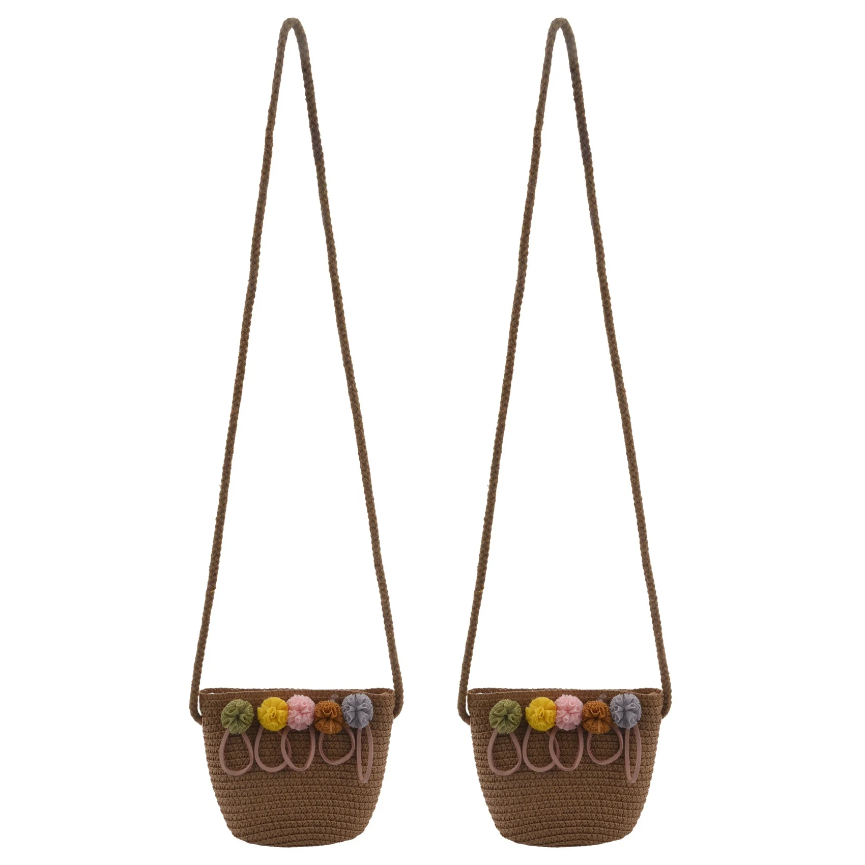 

2X Girls Shoulder Bag Straw Rattan Weave Crossbody Bag for Baby Girls Best(Khaki)