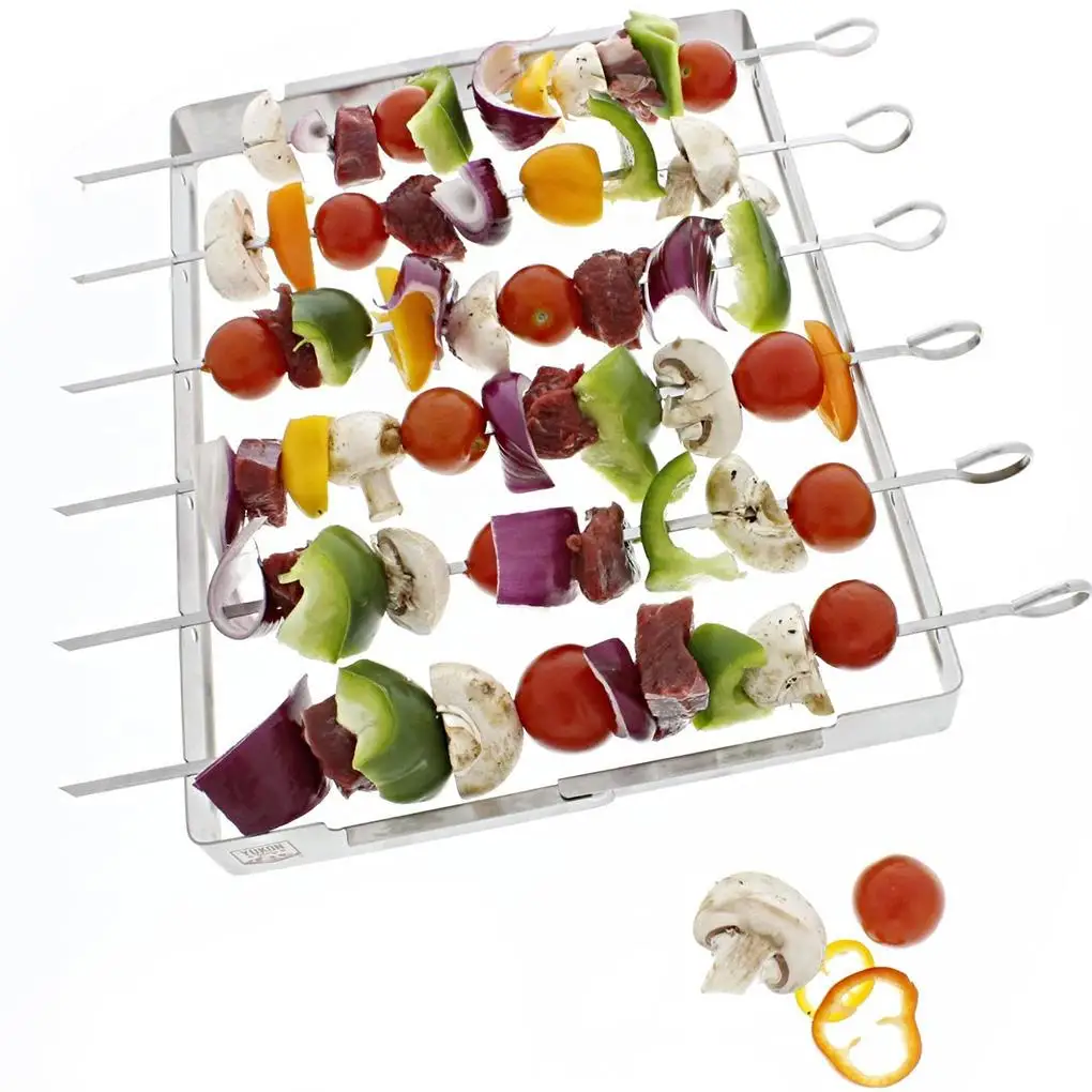 

BBQ Skewer Rack Stainless Steel Barbecue Skewer Set Detachable Grill Picnic Holder for Outdoor