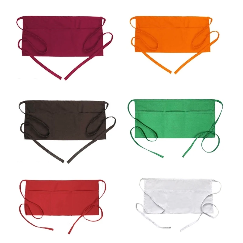 Фартук на талии с 3 карманами кухонный фартук для прислуги рабочий полуфартук