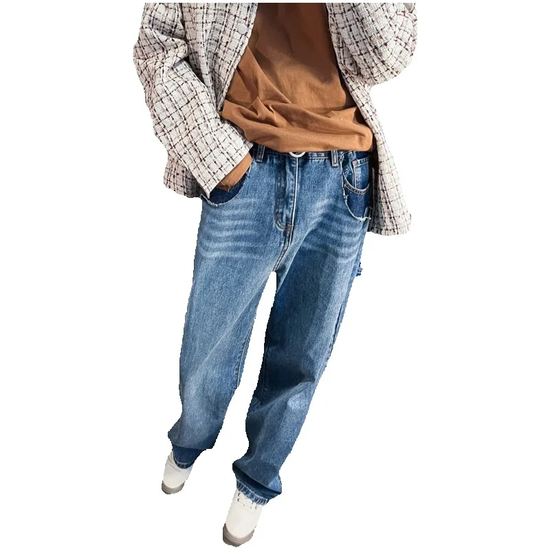 Blue Black Baggy Jeans Men Fashion Retro Casual Wide Leg Jeans Men Streetwear Hip Hop Loose Straight Denim Pants Mens Trousers