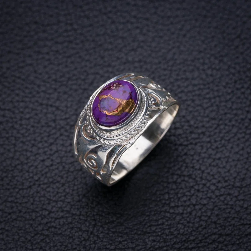 

StarGems Natural Copper Turquoise Handmade 925 Sterling Silver Ring 8 E8667
