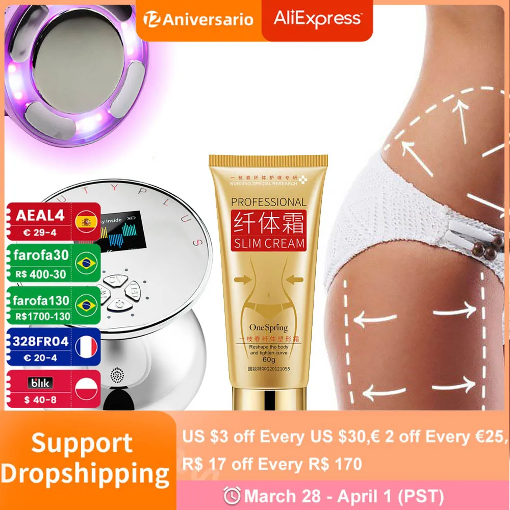 

Ультразвуковой кавитационный массажер для похудения и крем 3D прибор для формирования тела светодиодный жиросжигатель уход за кожей антице...