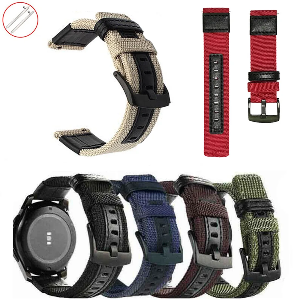 

20mm 22mm Nylon Leather Watchband for Samsung Galaxy Watch 3 41mm 45mm 42mm 46mm Wrist Strap For Galaxy Active 2 40mm 44mm Band