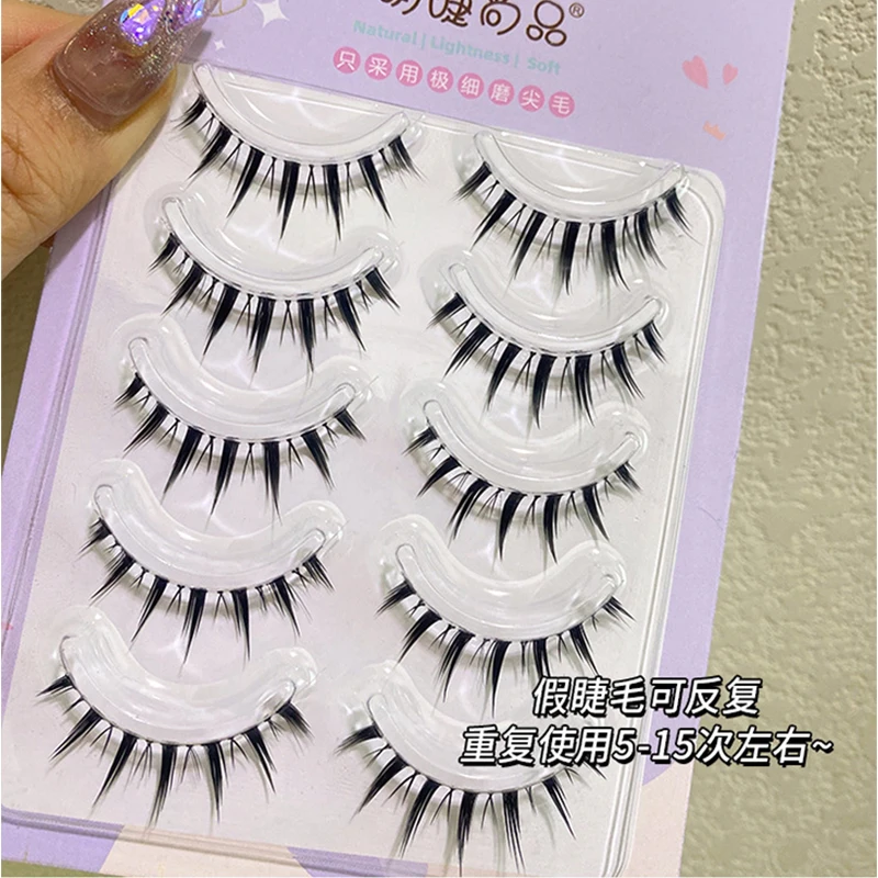 New Hand Thick False Eyelashes Tapered Cross Messy Soft Natural Fake Eyelashes Daily Dating Makeup Tools Eyelashes
