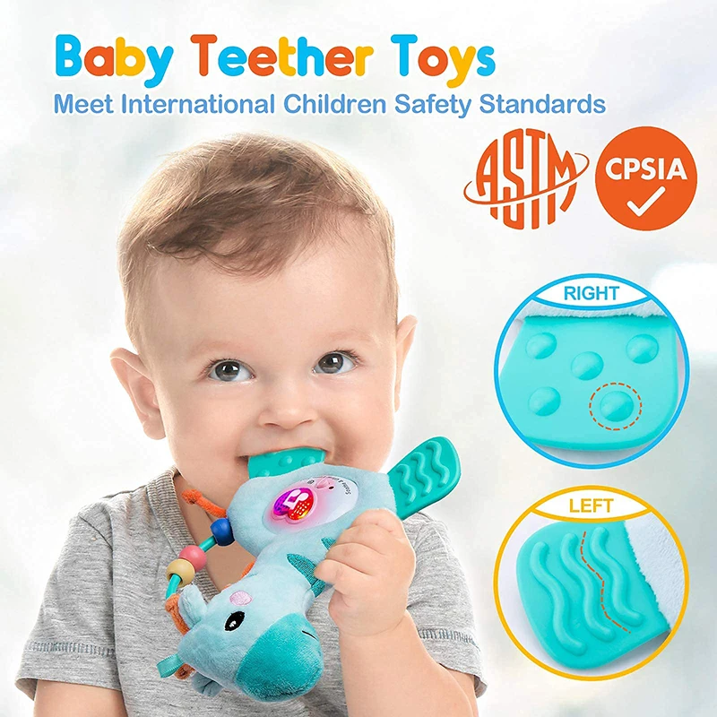 

New Baby Rattles Music Toys Soft Light Teething Toys Plush Infant With Hook Crib Sensory Baby Early Toys For Babies Gift 0-24M