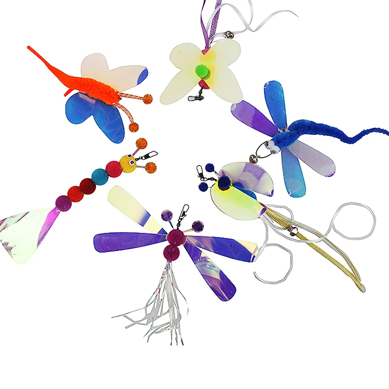 

Cat Teaser Tassel Butterfly Bee Dragonfly Ladybug Teaser Toys Pet Teaser Wand Toy Kitty Exercise Toys for Cat Pet Kitten Kitty