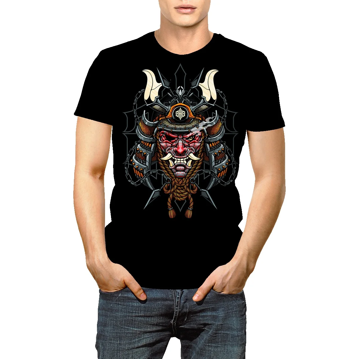 Летняя мужская футболка с коротким рукавом и принтом дьявола Свободный Топ в