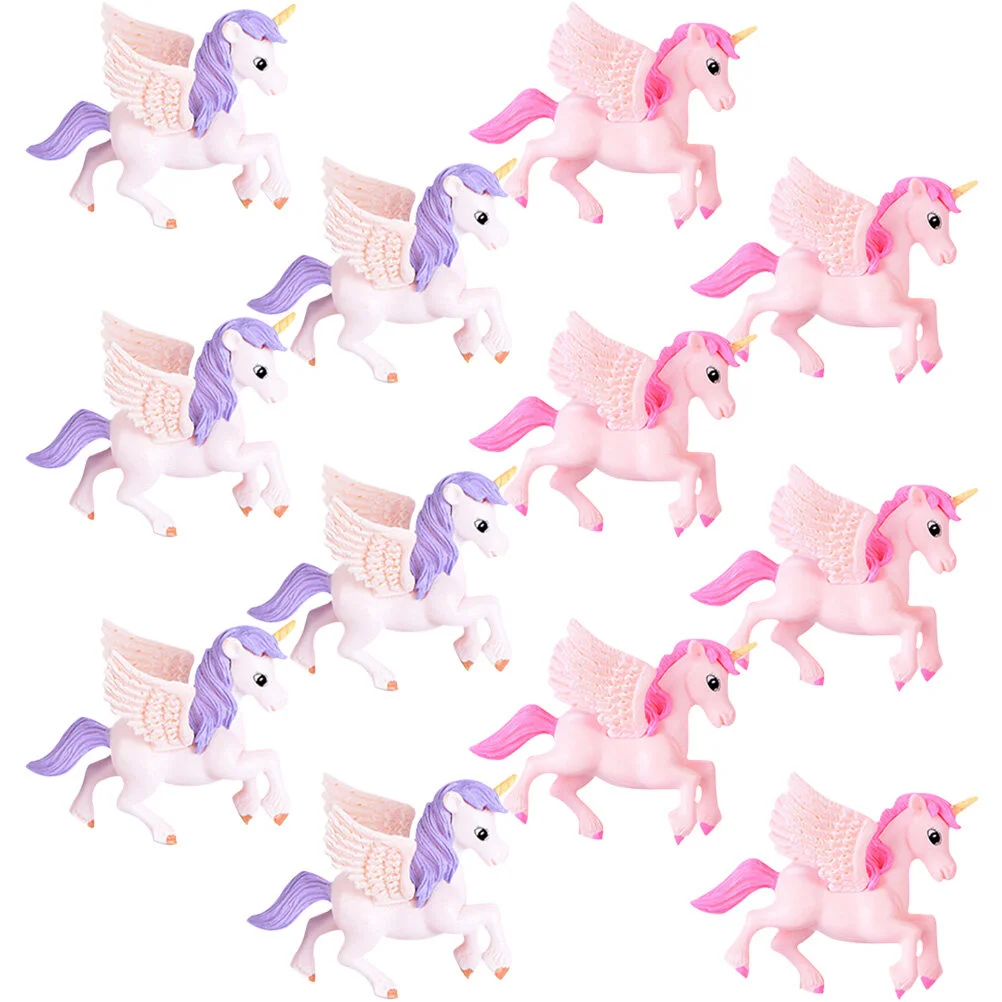 

12 Pcs Container Terrarium Decorations Micro Landscape Decoration Mini Unicorn Statues Accessories Model Animals Pvc Bonsai