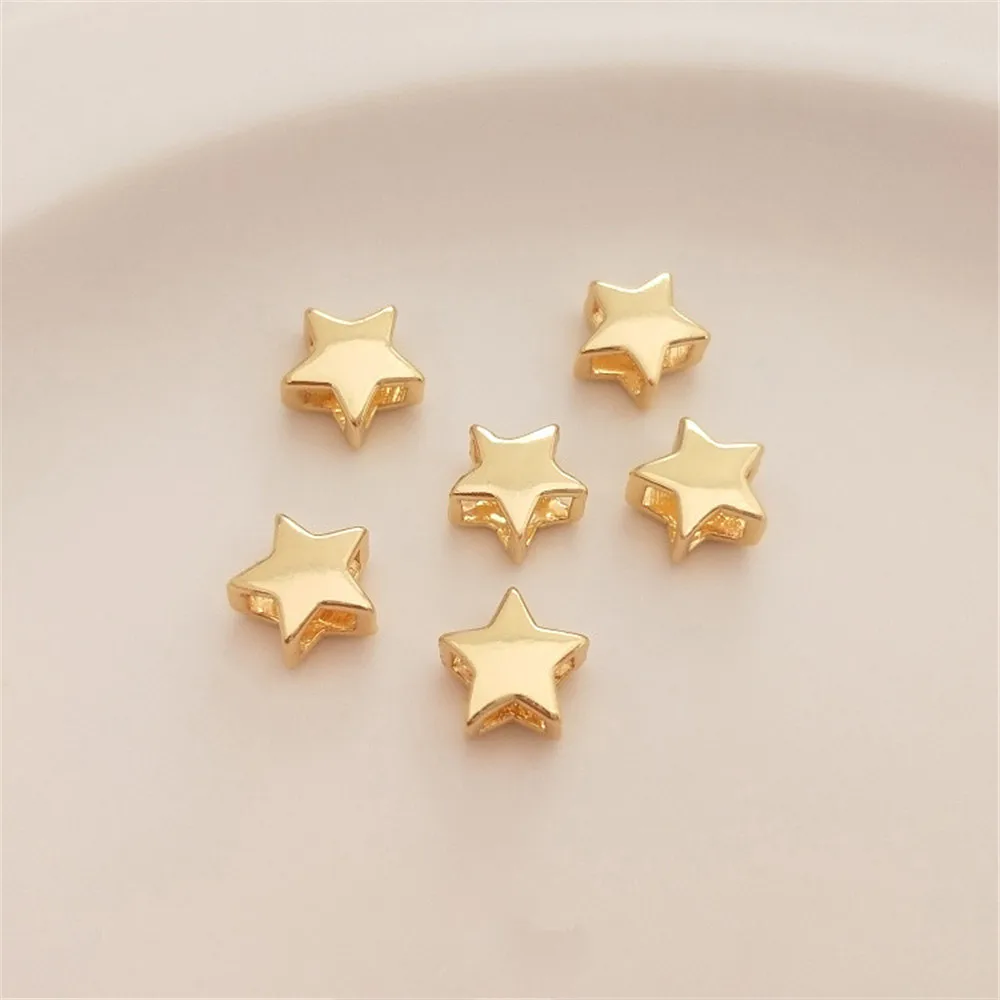 

14K Gold Filled Plated Double five-pointed star hollow star bracelet pearl diy necklace earrings pendant accessories