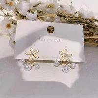 pearl earrings for women simple niche design flower pearl dual purpose circle hoop earrings travel wedding jewelry gift korean