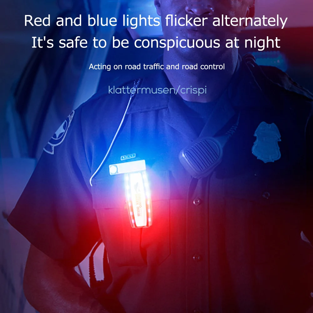 

Multifunction Alarm Flash Signal Strobe Lamp Mini Red Blue Safety Work Lamp Waterproof USB Charging for Sanitation Worker Patrol