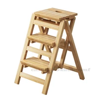 Home Solid Wood Folding Step Stools Multifunctional Two-step Folding Ladder Step Stool Indoor Climbing Ladder Dual-use